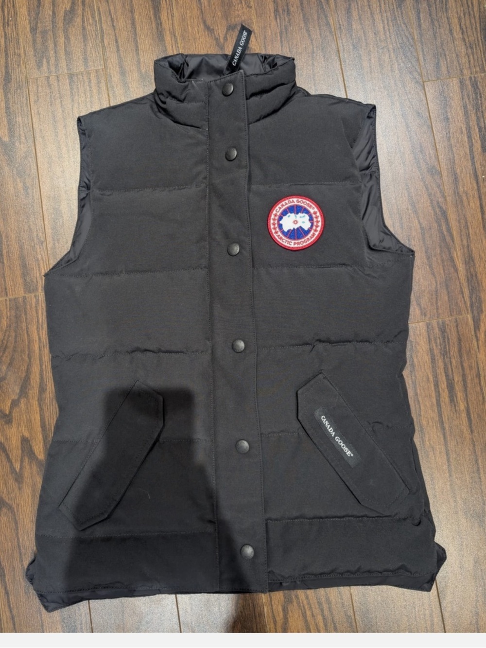 Canada Goose Black Women's Quilted Down Vest with Logo Patch